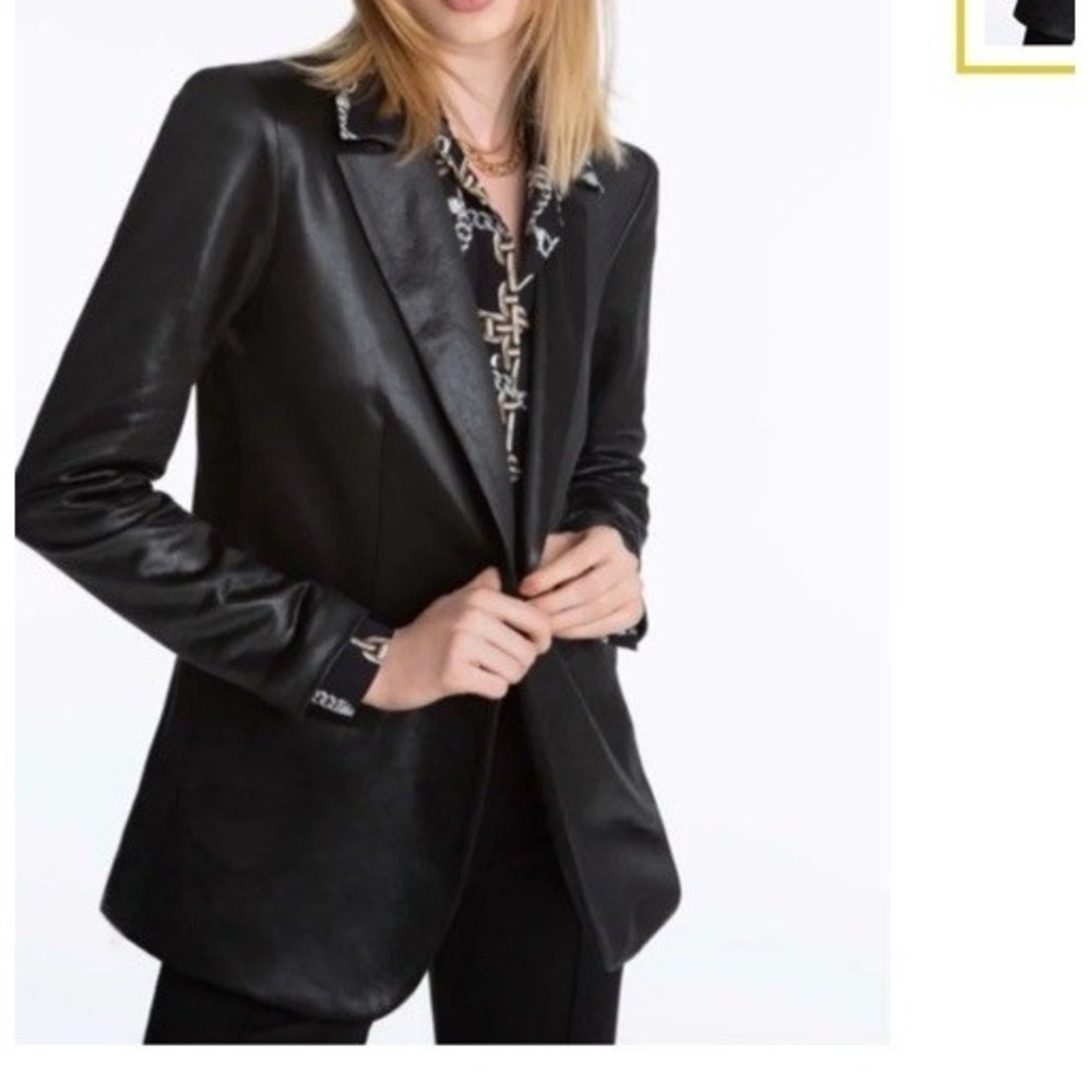 Elliott Lauren Black Single Button Trail Blazer BF Jacket Womens M Faux Leather